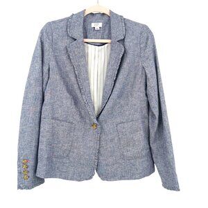 Crown & Ivy Chambray Linen Blend Blazer Jacket Size 2